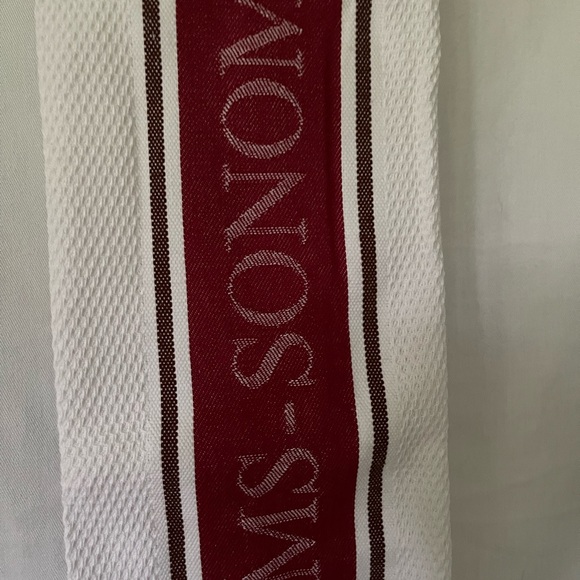 William Sonoma Cotton kitchen towels burgundy white with brown stripe 6 total - Picture 3 of 5